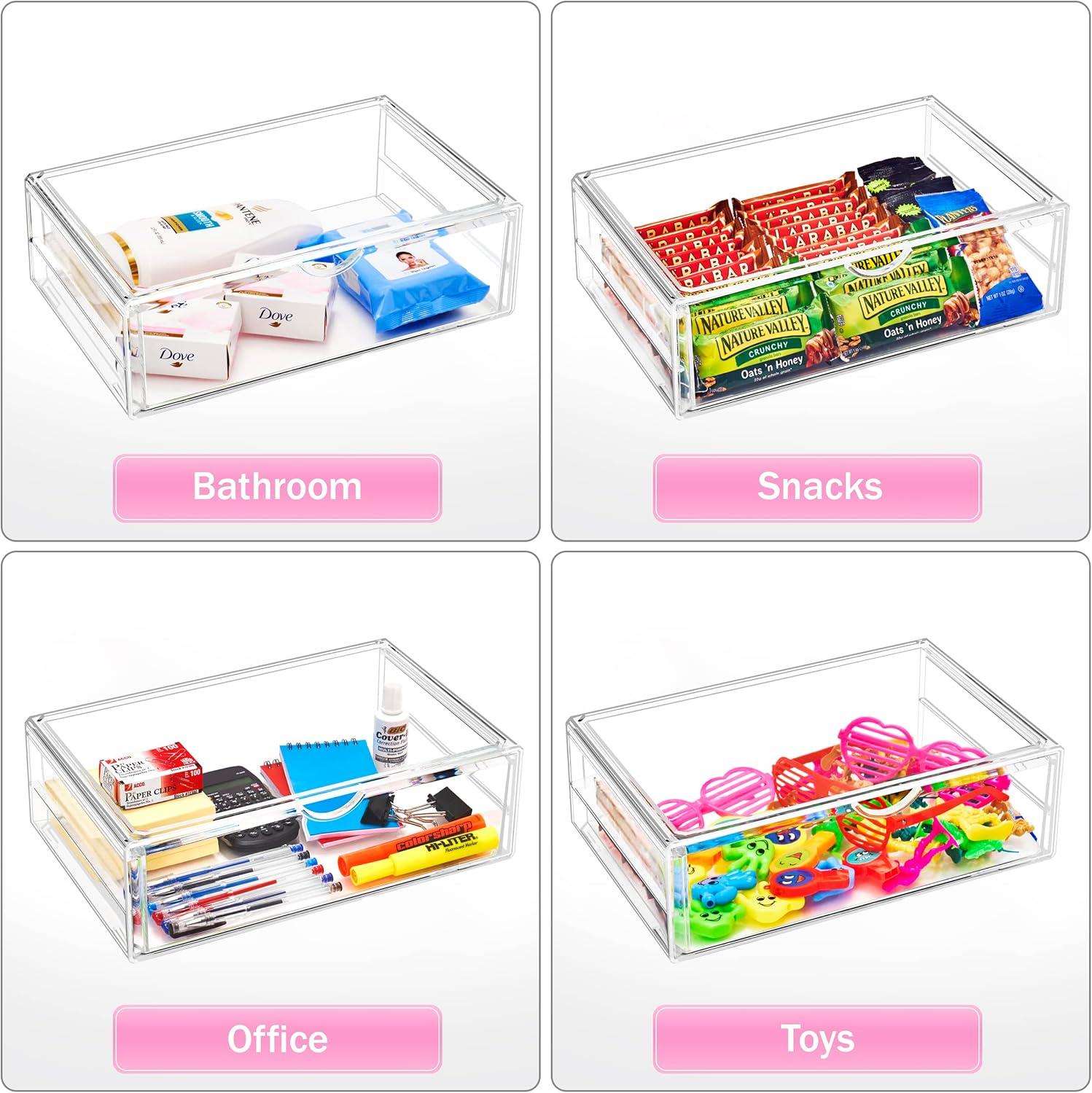 imageSorbus Large Stackable Acrylic Drawers 4 Clear Storage Drawers for Organizing Make up Nail Polish Hair Accessories and Beauty Supplies Makeup Organizer for Vanity Bathroom Organizer Countertop1 Drawer