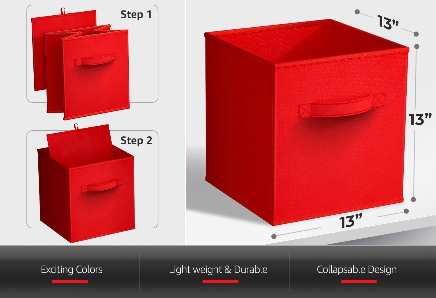 imageSorbus Storage Cubes 11 Foldable Storage Bins with Handle for Nursery Playroom Closet Organizers and Storage 6 Fabric Shelf Basket for Toys Books Clothes Yellow Navy amp Red Storage BinsMulti Yellow Red Navy