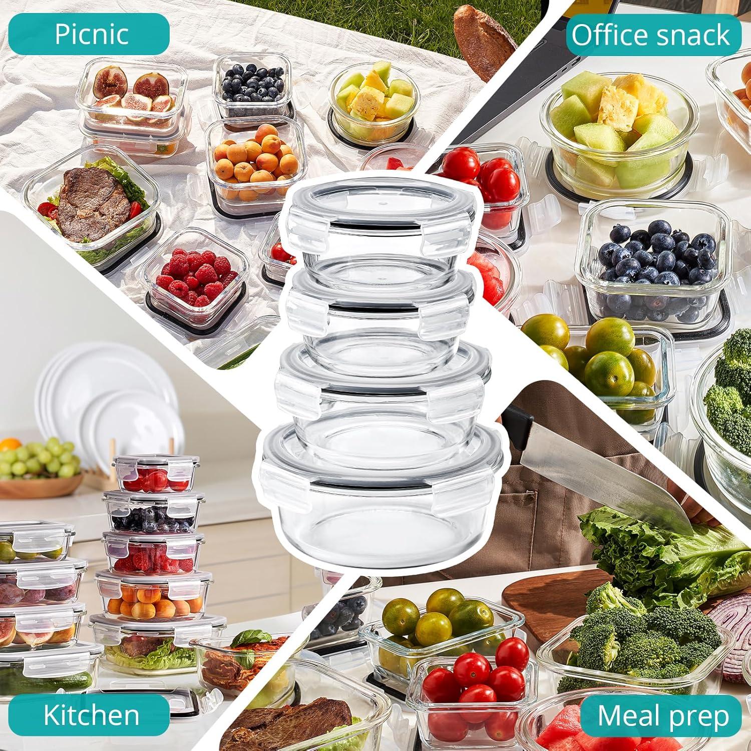 imageSorbus Glass Meal Prep Containers Dishwasher and Oven Safe Reusable Meal Prep Containers Freezer Safe Glass Food Storage Containers with Airtight Lids14 Pack Set
