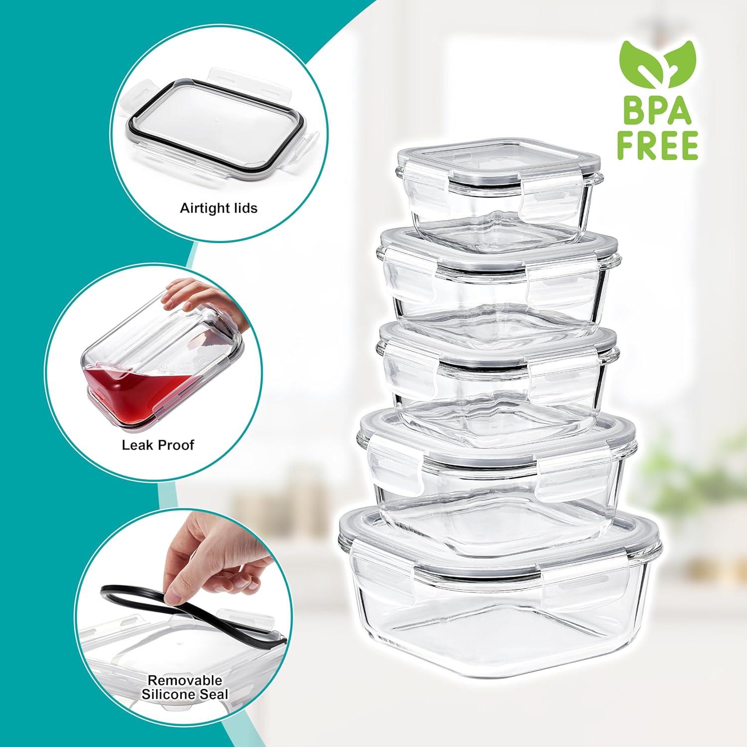 imageSorbus Glass Meal Prep Containers Dishwasher and Oven Safe Reusable Meal Prep Containers Freezer Safe Glass Food Storage Containers with Airtight Lids14 Pack Set