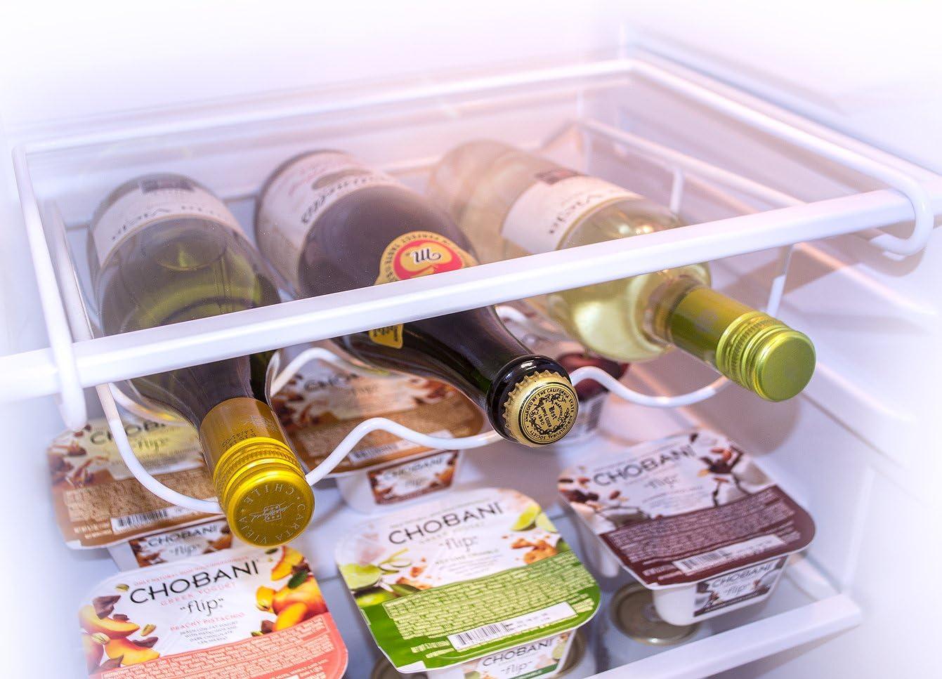 imageSorbus Fridge Wine Rack Refrigerator Bottle Rack Holds 3 Bottles of Your Favorite Wine or Drink Universal Bottle Holder Will Fit Most Fridges