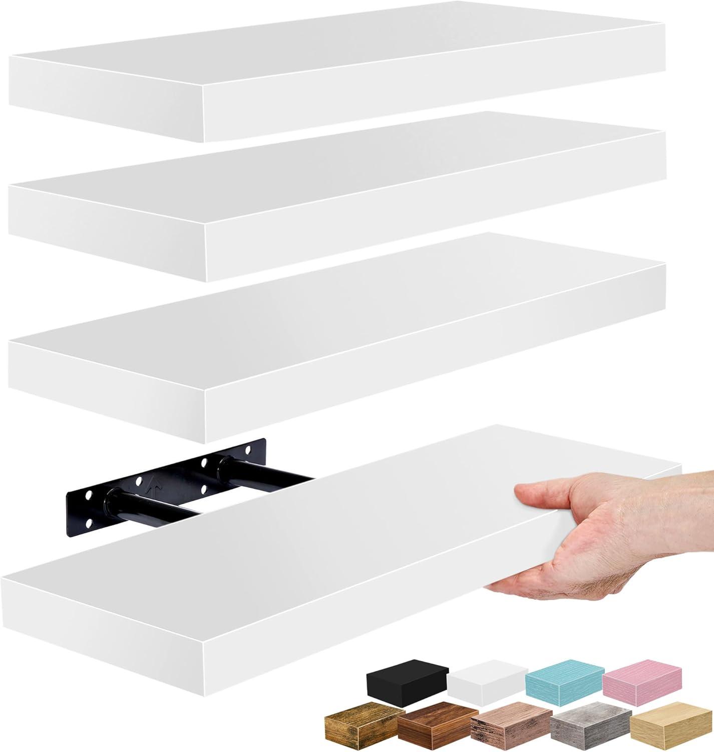 imageSorbus Floating Shelves for Wall 16 Inch Floating Shelf for Kitchen Bedroom Living Room Bathroom Home amp Wall Decor Mounted Bathroom Shelves with Invisible Brackets Breezy Blue 3 PackWhite