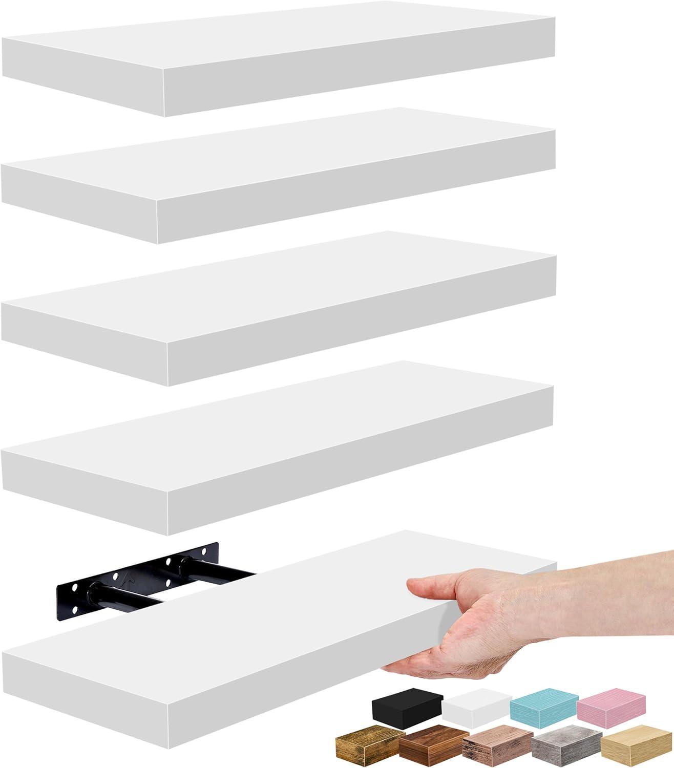 imageSorbus Floating Shelves for Wall 16 Inch Floating Shelf for Kitchen Bedroom Living Room Bathroom Home amp Wall Decor Mounted Bathroom Shelves with Invisible Brackets Breezy Blue 3 PackWhite