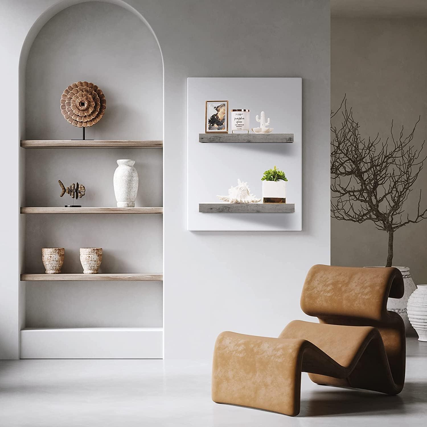 imageSorbus Floating Shelves for Wall 16 Inch Floating Shelf for Kitchen Bedroom Living Room Bathroom Home amp Wall Decor Mounted Bathroom Shelves with Invisible Brackets Breezy Blue 3 PackGrey