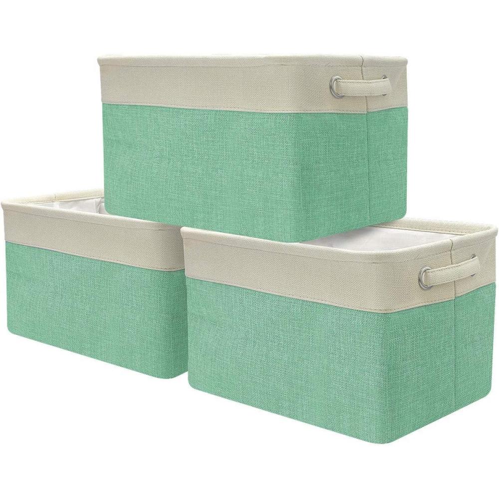 imageSorbus Fabric Storage Cubes 15 Inch Big Sturdy Collapsible Storage Bins with Dual Handles Foldable Baskets for Organizing Decorative Storage Baskets for Shelves Home amp Office Use 3 Pack GreenGreen