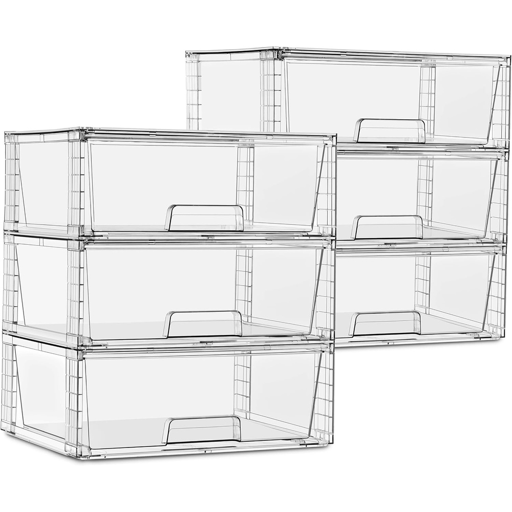 imageSorbus Stackable Clear Storage Drawers PullOut Organizer Bins  Large Plastic Drawer Organizers for Bathroom Under Sink Closet Pantry amp Kitchen Organization 4 Pack6 Pack